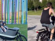 Fedez in cargo bike con i figli a Milano: un manifesto per la mobilità sostenibile