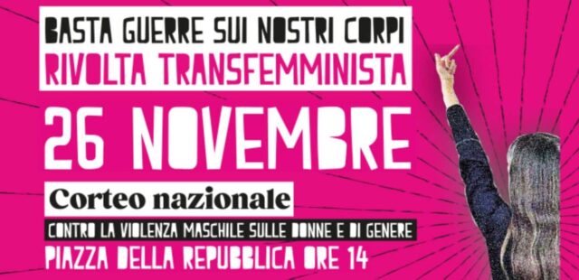 Violenza sulle donne, il 26 novembre a Roma il corteo organizzato da Non Una di Meno