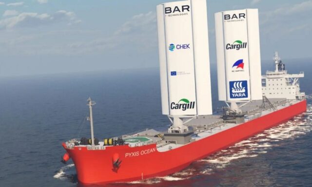 Ecco la nave cargo con le vele hi-tech che fa tagliare il 30% delle emissioni di CO2